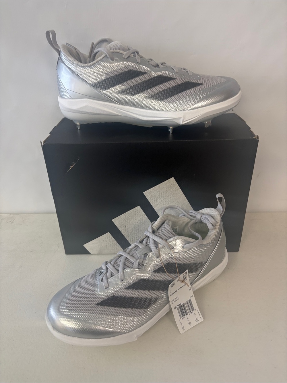 adidas Silver and Black Men's Athletic Cleats